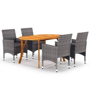 Set mobilier de grădină, 5 piese, gri