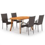 Set mobilier de grădină, 5 piese, maro