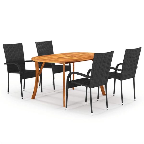 Set mobilier de grădină, 5 piese, negru