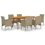 Set mobilier de grădină, 7 piese, bej