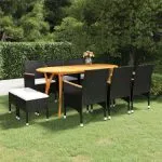 Set mobilier de grădină, 9 piese, negru