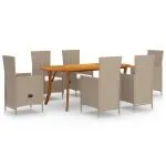 Set mobilier de grădină, 7 piese, bej
