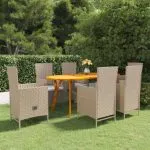 Set mobilier de grădină, 7 piese, bej