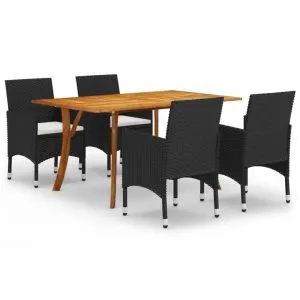 Set de masă pentru grădină, 5 piese, negru