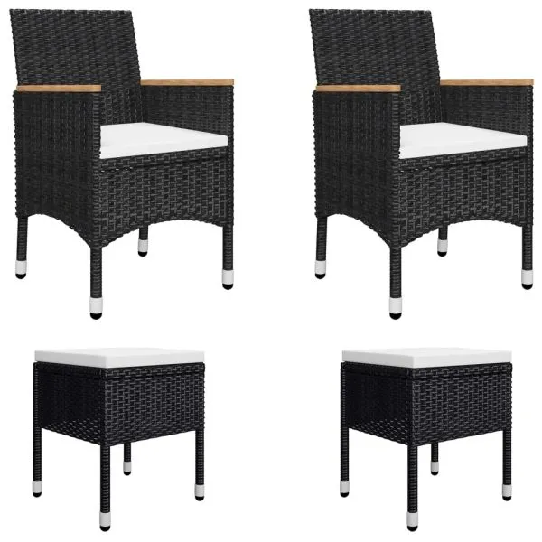 Set de masă pentru grădină, 5 piese, negru