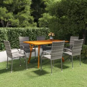 Set de masă pentru grădină, 7 piese, gri
