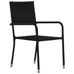 Set mobilier de grădină, 5 piese, negru, poliratan