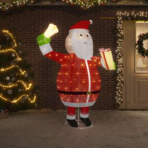 Figurină Moș Crăciun decorativă cu LED, 180 cm, țesătură lux