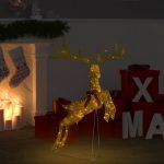 Decorațiune ren zburător de Crăciun 120 LED-uri alb cald auriu