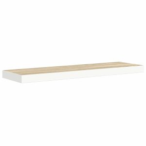 Raft de perete suspendat, stejar și alb, 90×23,5×3,8 cm, MDF