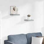 Rafturi perete suspendate 2 buc. gri beton 23×23,5×3,8 cm MDF
