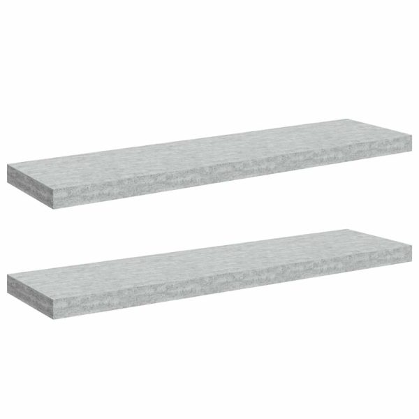 Rafturi perete suspendate 2 buc. gri beton 90×23,5×3,8 cm MDF