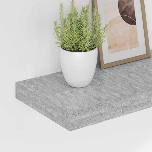 Rafturi perete suspendate 2 buc. gri beton 90×23,5×3,8 cm MDF