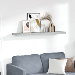 Raft de perete suspendat, gri beton, 120×23,5×3,8 cm, MDF
