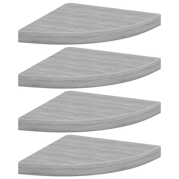 Rafturi de colț de perete 4 buc. gri beton 35x35x3,8 cm MDF