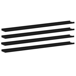 Rafturi de perete, 4 buc., negru, 115x9x3 cm