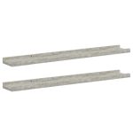 Rafturi de perete, 2 buc., gri beton, 80x9x3 cm