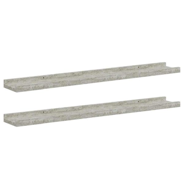 Rafturi de perete, 2 buc., gri beton, 80x9x3 cm