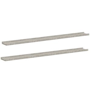 Rafturi de perete, 2 buc., gri beton, 115x9x3 cm