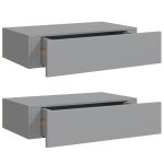 Dulap de perete cu sertar, 2 buc., gri, 40×23,5×10 cm, MDF