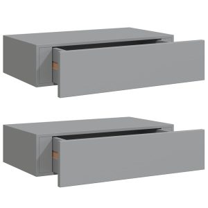 Dulap de perete cu sertar, 2 buc., gri, 40×23,5×10 cm, MDF