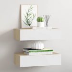 Dulapuri de perete cu sertar 2 buc stejar/alb 40×23,5×10 cm MDF