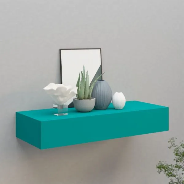 Dulap de perete cu sertar, albastru, 60×23,5×10 cm, MDF
