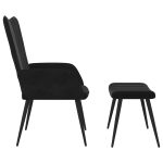 Scaun de relaxare cu taburet, negru, catifea