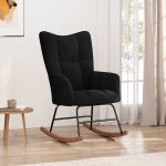 Scaun balansoar, negru, catifea