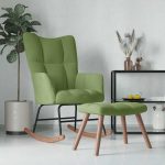 Scaun balansoar cu taburet, verde deschis, catifea