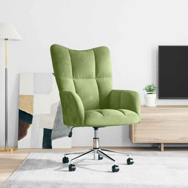 Scaun de relaxare, verde deschis, catifea