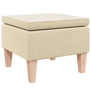 Scaun cu picioare din lemn, crem, material textil
