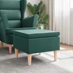 Scaun cu picioare din lemn, verde închis, material textil