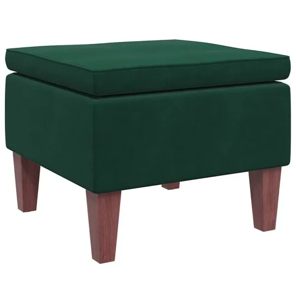 Scaun cu picioare din lemn, verde închis, catifea