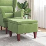 Scaun cu picioare din lemn, verde deschis, catifea