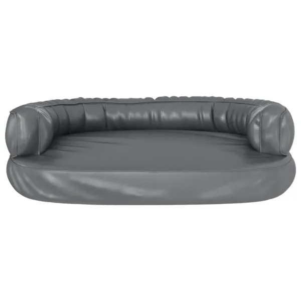 Pat pentru câini, spumă ergonomică, gri, 88×65 cm, piele eco