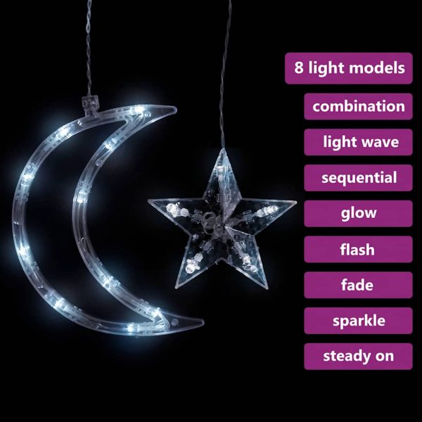 Lumini lună și stele, 345 LED-uri, alb rece, cu telecomandă