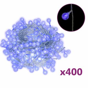 vidalXL Ghirlandă luminoasă, 400 LED-uri, albastru, 8 funcții, 40 m