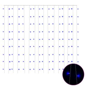 Instalație lumini tip perdea 300 LED albastru 3×3 m 8 funcții