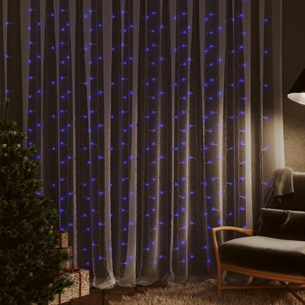 Instalație lumini tip perdea 300 LED albastru 3×3 m 8 funcții