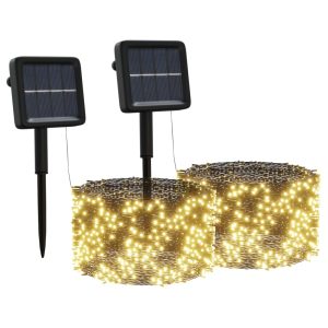 Lumini solare, 2 buc, 2×200, LED, alb cald, interior exterior