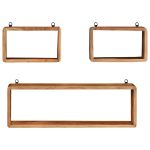Set rafturi de perete cub, 3 piese, lemn masiv acacia