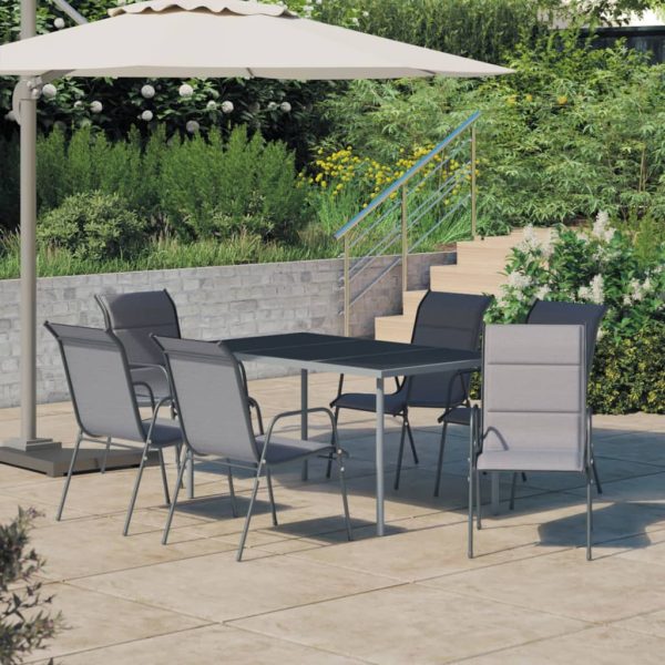 Set mobilier de exterior, 7 piese, antracit, oțel