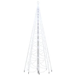 Pom de Crăciun cu stâlp de metal, 1400 LED-uri, alb rece, 5 m