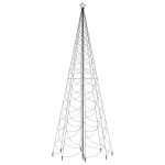 Pom de Crăciun cu stâlp de metal, 1400 LED-uri, alb rece, 5 m