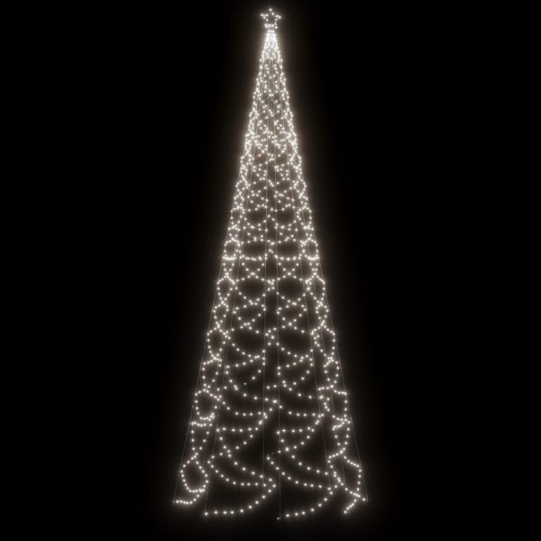 Pom de Crăciun cu stâlp de metal, 1400 LED-uri, alb rece, 5 m