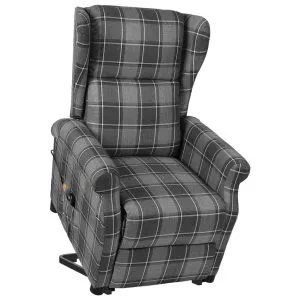 Fotoliu de masaj cu ridicare, gri, material textil