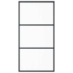 Ușă glisantă, negru, 102×205 cm, sticlă ESG și aluminiu