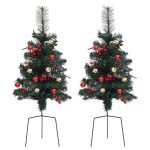 Brazi artificiali Crăciun pre-iluminați de alee 2 buc 76 cm PVC
