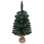 Brad Crăciun artificial pre-iluminat cu suport verde 90 cm, PVC